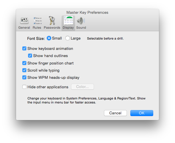 Preferences Display